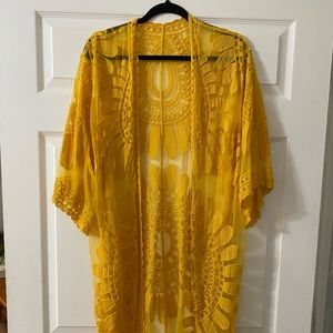 One size Calf length Lace Kimono